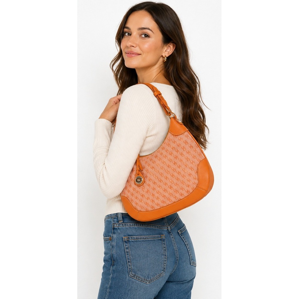 DOONEY & BOURKE Tangerine Signature DB Monogram Hobo Shoulder Bag NWOT
